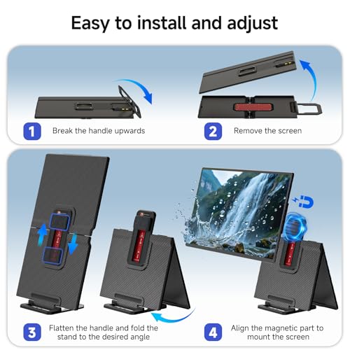 Image of 24 inch Portable Monitor for Laptop, 1080P 111% sRGB FHD 100Hz IPS USB-C HDMI Laptop Screen Extender, Adjustable Stand for Work, Home & Gaming with MacBook, Phones