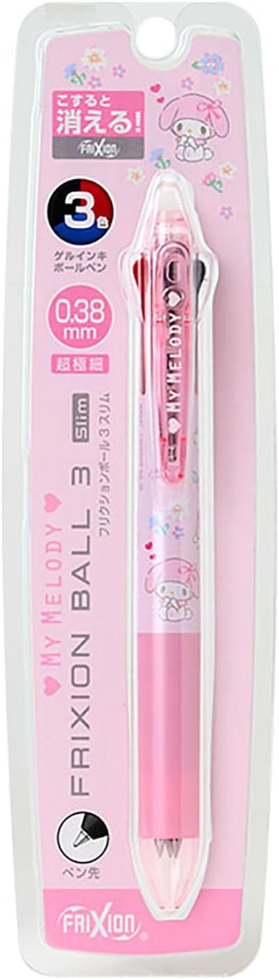 Sanrio 928097 FriXion Ball 3 Slim Snoopy Polycarbonate Ball Diameter: 0.01 inch (0.38 mm), Ink Color: Black, Red, Blue Retractable