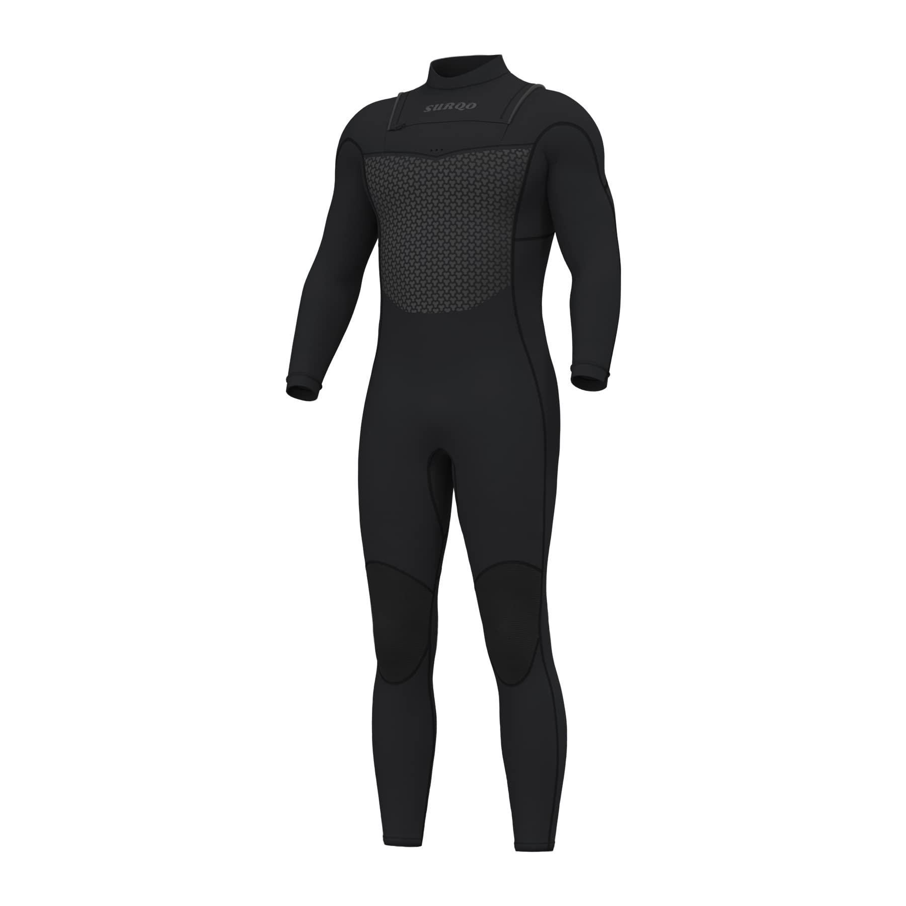 SURQO Surfing Wetsuits Men and Women Front Chest Zip 3/2mm Neoprene Keep Warm Fullsuit for Surfing Water Sports