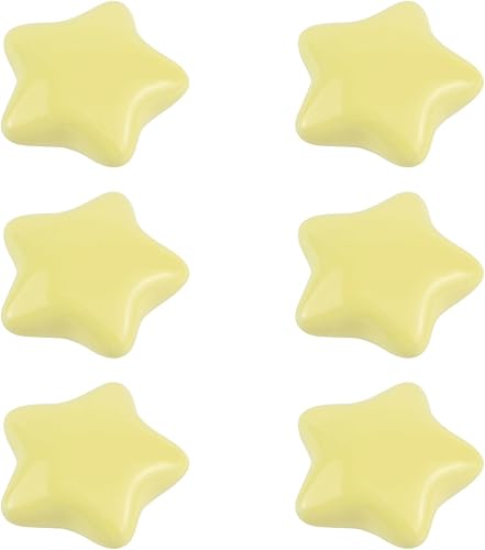 Dnyta 6 tiradores decorativos de cerámica en forma de estrella para armario, cajones, gabinetes, caja de joyería, color amarillo