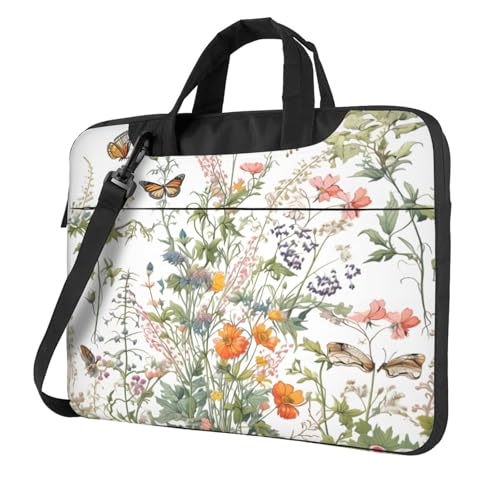 Maletín para portátil con estampado de flores y mariposas miniatura 1