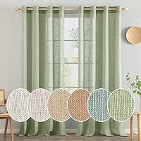 MIULEE Függöny Szövetöző Zöld 235x140cm Félátlátszó Lenvászon Hatás 2db 1