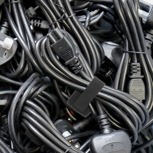 Reusable Cable Ties Cord Management Wraps with Self-adhesive Backing, Hook and Loop Cord Organizer for Desk under Desk Cable Storage, 10pcs Black miniatura 4