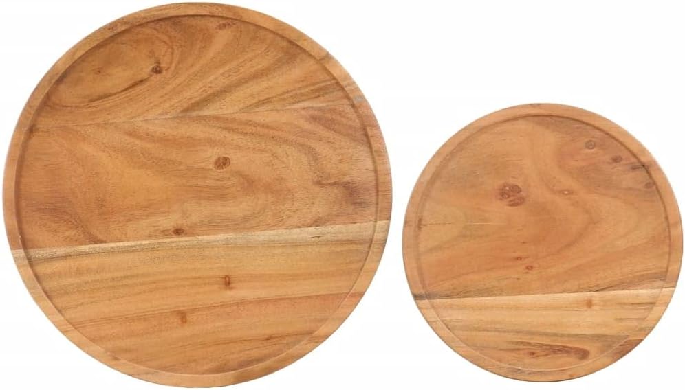 2 Piece Coffee Table Set,Nesting Table,Industrial Coffee Table,Mid Century Modern Coffee Table,Center Table for Living Room,Sofa Table,Modern Side Table, Solid Acacia Wood and Steel