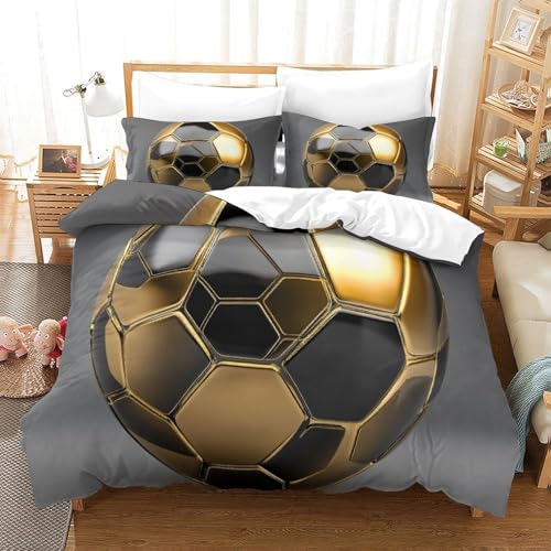 Housse de couette football doré en microfibre douce et confortable - 3
