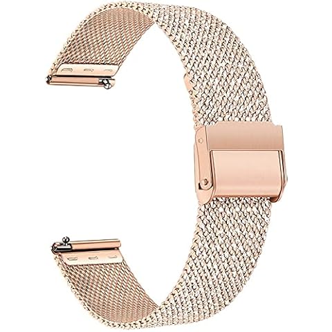 Aliwisdom Replacement Watch Strap 18mm 20mm 22mm for Smart watch or Traditional watch, Universal Watch Band Stainless steel Metal Mesh quick release Replacement straps for Men Women (20 mm, Rose gold) Cover