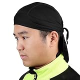 Clobeau Bandana Stirnbänder Schweiß Wicking Beanie Mütze Totenkopf Kopfwickel Helme Beanie - Schwarz - Groß