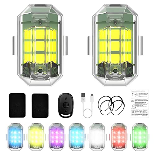 Amycute Stroboscope LED Sans Fil 7 Couleurs - Lampe Stroboscopique Moto Flash Led Hydrofuge Sept Types de Lumières - Charge Usb - Stroboscope Voiture drone Vélos Soirée - Anti-Collision (2PCS)