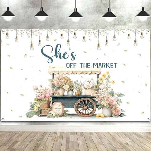 6X4ft Fresh Off The Market Bridal Shower Photo Backdrop Photography