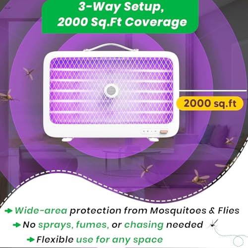 Image of HiCare Portable MosSwatter - Rechargeable UV LED Bug Zapper with 10 Beads | 2000mAh Battery | Indoor & Outdoor Insect Killer | Safe for Kids & Pets