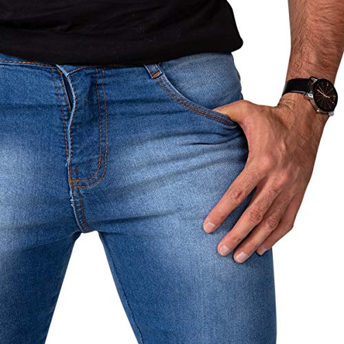Calça Jeans Sarja Masculina Skinny Slim com Lycra Jeans Claro - 48