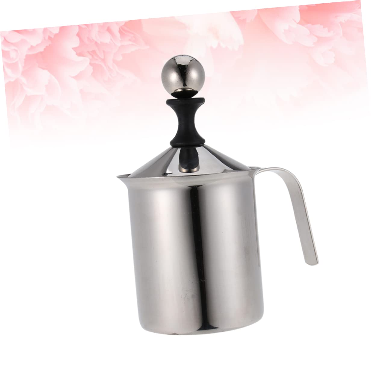 Montalatte Manuale in Acciaio Inox 800cc, Doppia Rete per Cappuccino | Argento, Adatto per Casa e Caffetteria, Facile da Usare, Resistente al Calore, Pratico