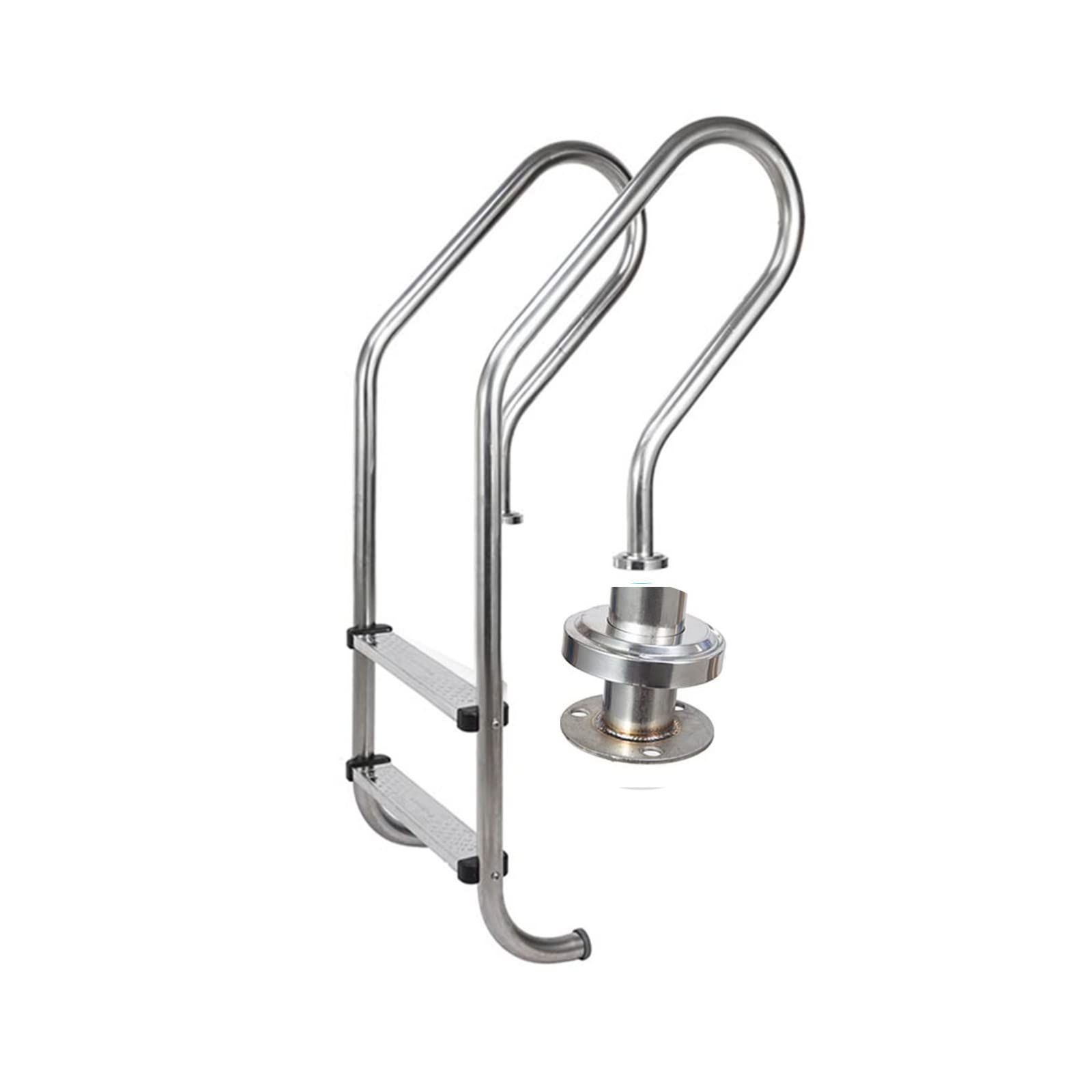 Scala per piscina con piattaforma, scaletta antiscivolo resistente con 2 pedane antiscivolo, capacità di peso 200 kg di facile montaggio