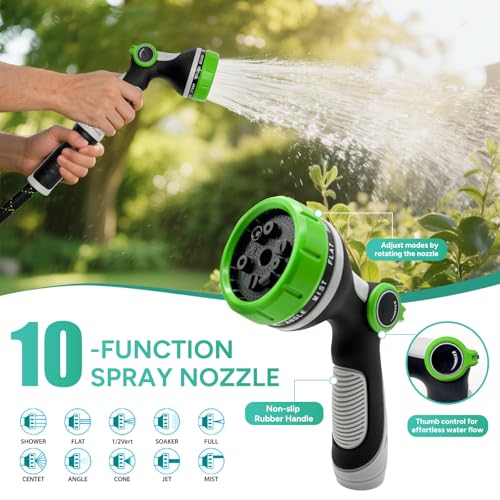 Image of Lightweight Garden Hose,50ft Non Expandable Water Hose with Nozzle