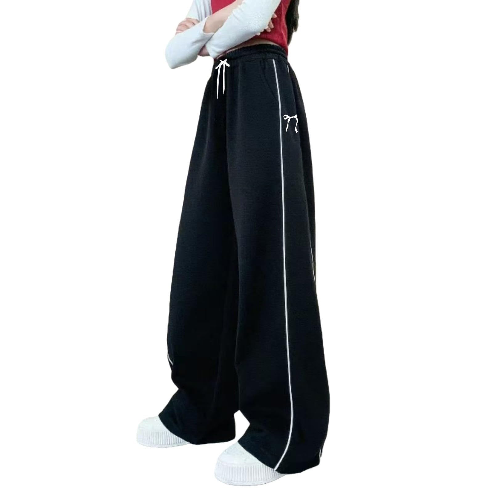 Baggy Jogginghose Mädchen Baumwolle Teenager Lang Jogging Sporthose Kinder Einfarbig Freizeithose Elastische Hohe Taille Hose Loose Weite Bein Outdoorhose Activewear Mit Taschen