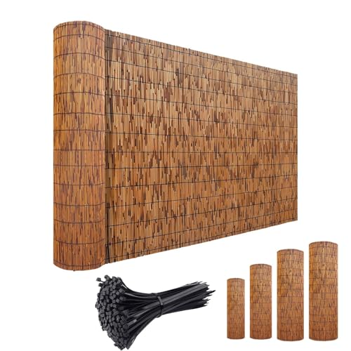 Valla Bambú Natural Cerca De Caña Rollos De Cerca De Privacidad Valla De Jardín Protección Solar/impermeable/transpirable Cercas Decorativas100x500 120x600 140x700 160x800cm Para Yard Pool Hotel