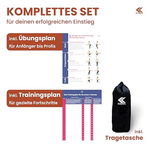 KIANA SPORTS Hula Hoop Reifen Erwachsene [1,2 & 1,5 kg] – mit Tasche & Übungsplan – Fitnessreifen zum Abnehmen – Gymnastikreifen mit Wellen – Entwicklung in Deutschland