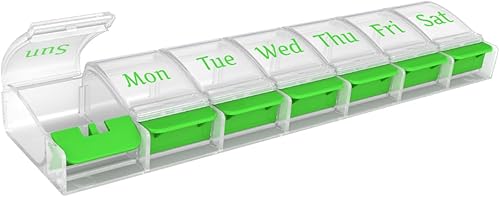 Ezy Dose - Planificador semanal de pastillas (7días), estuche para medicamentos, caja organizadora de vitaminas, compartimentos tamaño XL con
