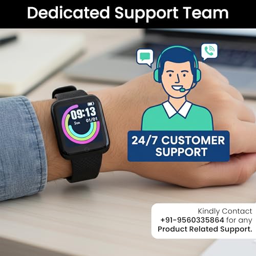 Image of Bouncefit D20 Y68 Fitness Band Smart Watch for Men, Women, Boys, Girls, Kids - Single Touch Interface, Water Resistant, Workout Modes, Quick Charge Sports Smartwatch - Jet Black (FF)