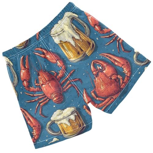 Pigsaly Boys Swim Trunks Crayfish Crabs Beer Mugs Vintage Boys Board Shorts Swimsuit Swimwear Summer Bathing Suit 4T Multicolor2