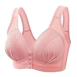 Lastesso Bralettes para mujer con soporte de talla grande, cierre frontal, cómodo brasier de cobertura completa, sin aros, bralette diario, rosa #4, Medium