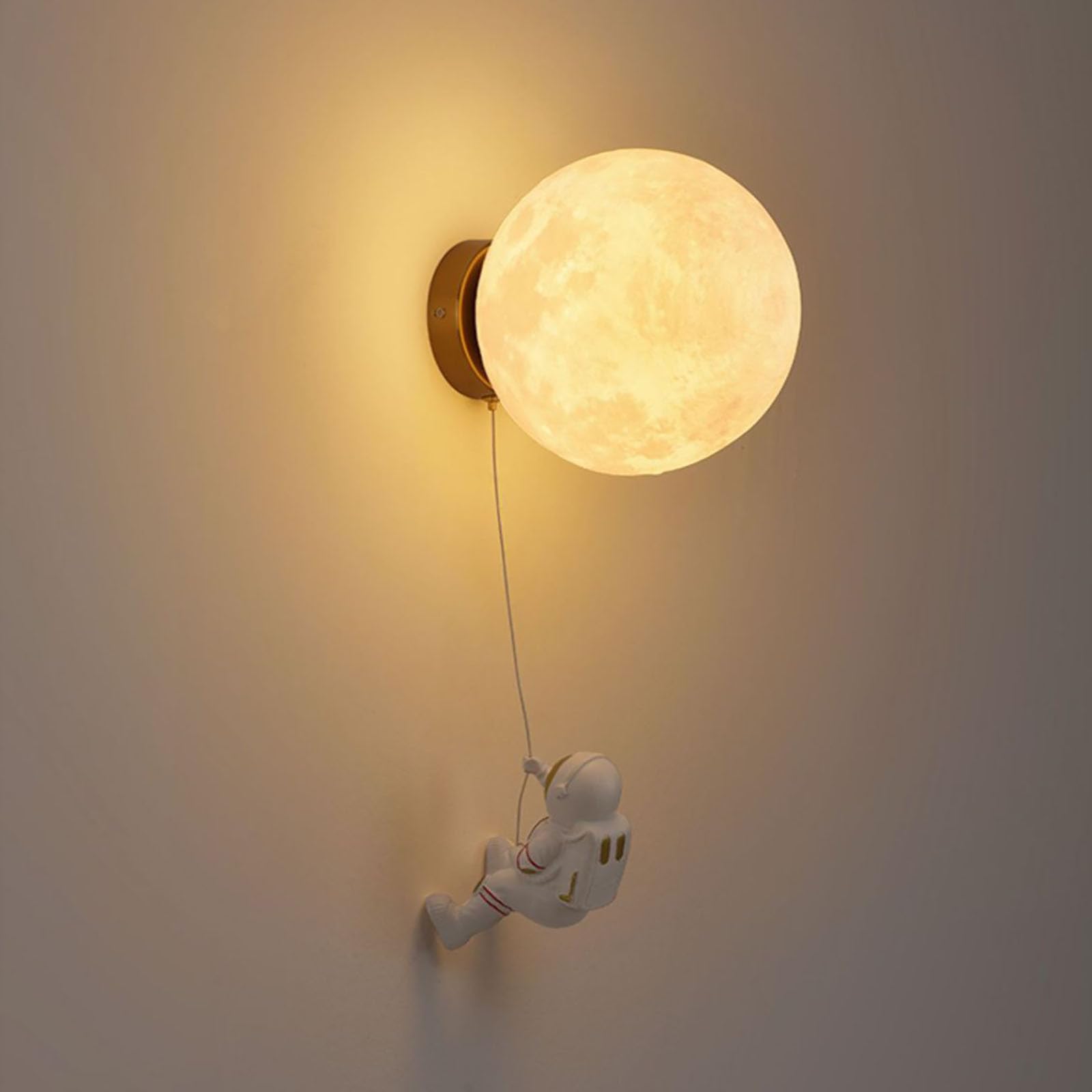 KBUUKYYXouy Lunar Sconces Wall Lighting with Cartoon Astronaut Pendant | Wall Mount Lights for Children's Room and Girls Boys Bedroom - Globe Wall Light Printing Moon Lamp Shade(20cm | 7.87inches)