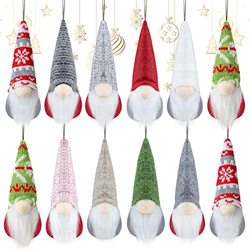 ZIFTY Weihnachtswichtel Ornamente Set von 12 Xmax Baum Hängen, Handmade Plüsch Weihnachtsmann Elf Home Weihnachtsbaum Hängende Dekorationen Urlaub Dekorationen Cover