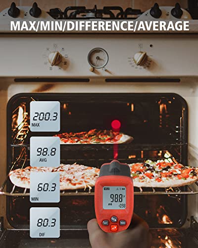 Wintact Infrared Thermometer Gun, Digital Laser Surface Thermometer, Heat Temperature Gun for Kitchen Cooking Food Meat, Pizza Oven, Griddle Accessories, HVAC, Grill, Pool, Engine (WT300)