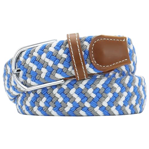 Image of Multicolored Elastic Woven Golf Belts Casual Braided Stretch Belt for Men and Women