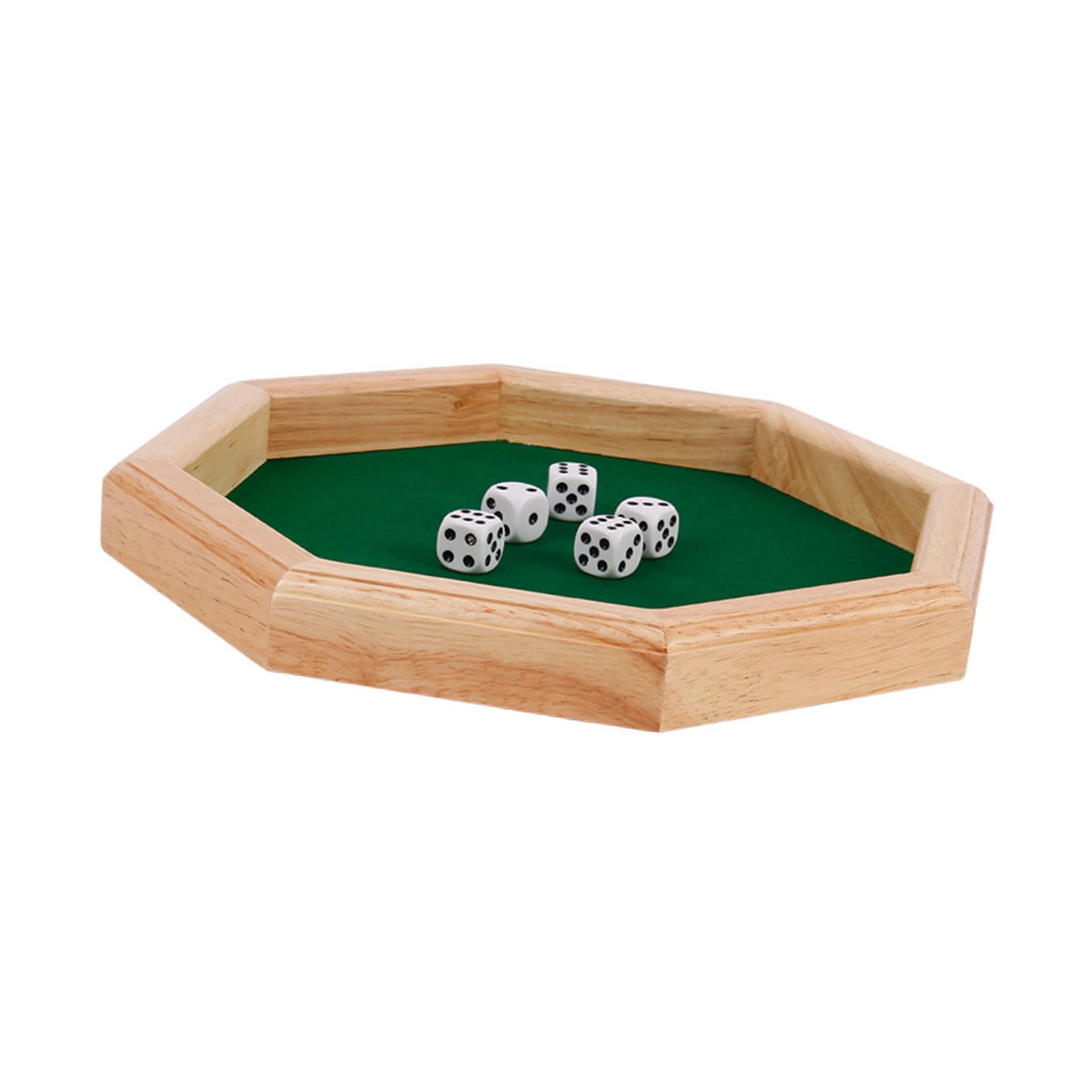 Uonlytech Plateau de Jeu de Dés à Boire Octogonal en Bois Vert, Facile à Jouer, pour Soirées et Entraînement de Dextérité Manuelle
