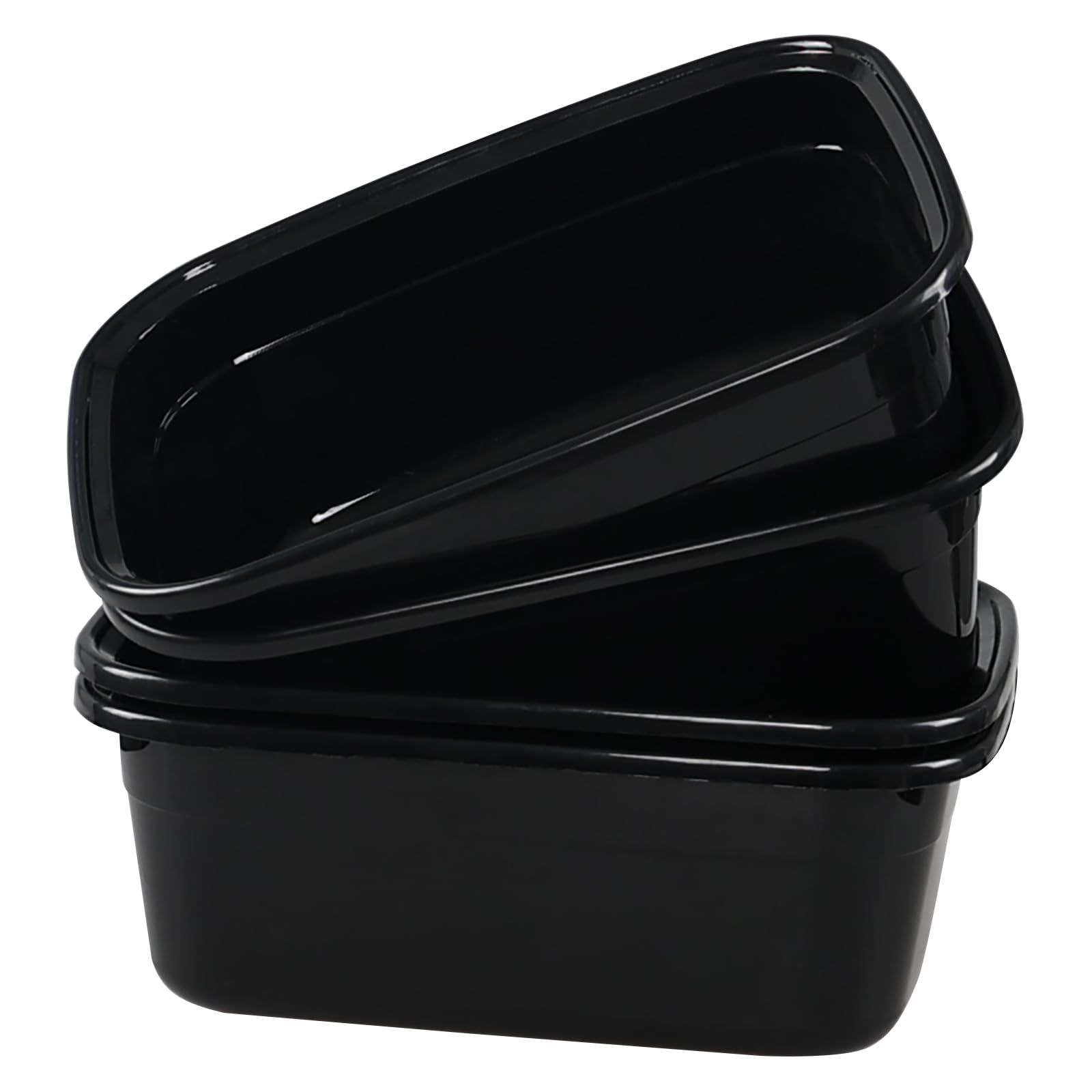 Rosebloom 14 Quart Rectangle Plastic Washing Basins, Plastic Dish Pans, Black, 4 Packs