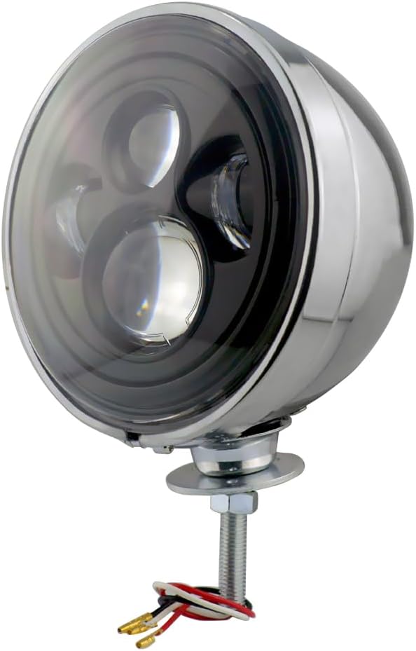 Motorcycle 7" LED Headlight Low/High Beam Lamp 10MM Bottom Bracket Fits for Bobber Old School Cafe Racer