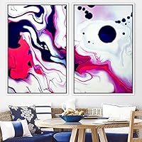 2 Piece Framed Canvas Wall Art Organic Fluids Canvas Prints Home Artwork Decoration for Living Room,Bedroom - 16