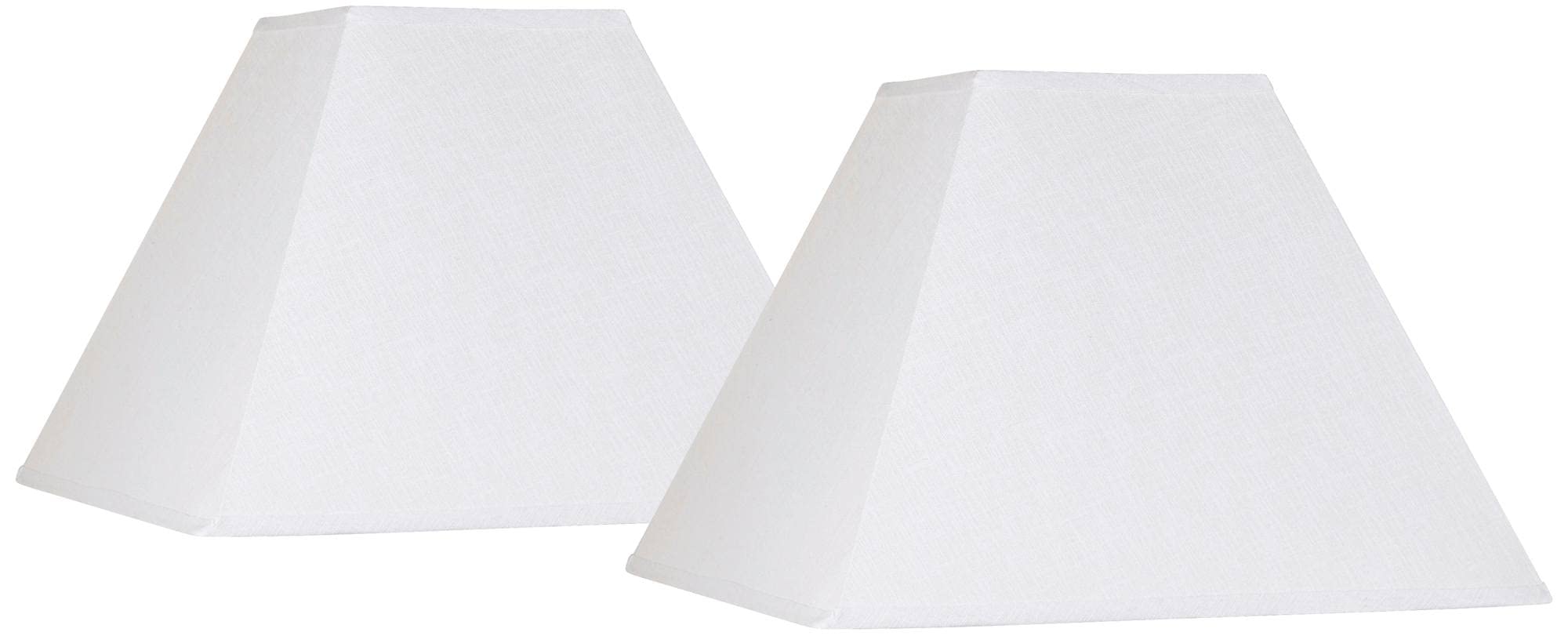 Set of 2 Hardback Square Lamp Shades White Large 7" Top x 17" Bottom x 13" Slant x 12" High Spider with Replacement Harp and Finial Fitting - Springcrest