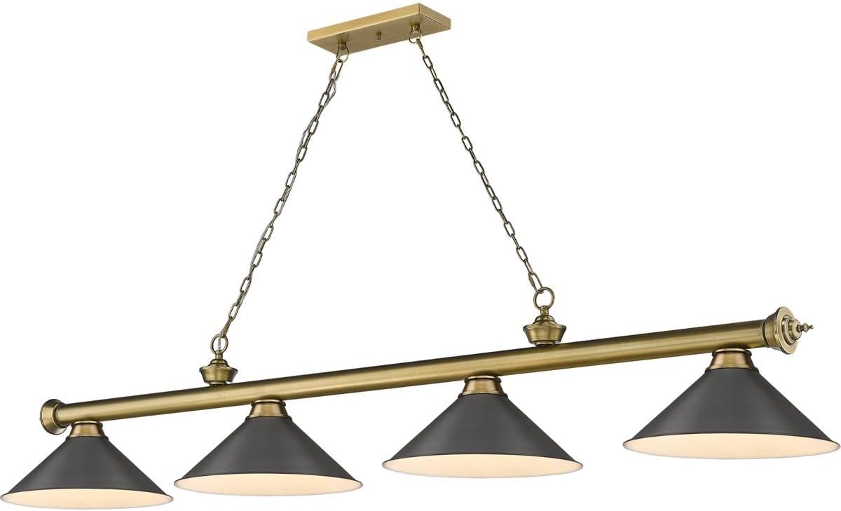 Z-Lite 2306-4RB-BRZ15 Cordon Billiard Pendant, 4-Light 240 Total Watts, Rubbed Brass