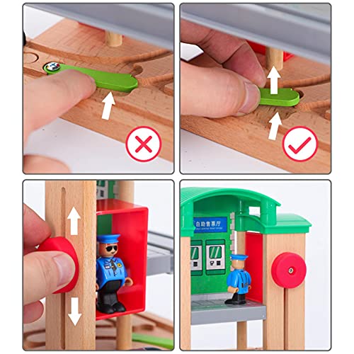 Holzeisenbahn, Gleiswechselstation, Spielzeugeisenbahn-Set, Kinder-Holzeisenbahn-Spielzeugzubehör, Kinder – Bild 5