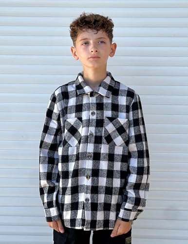Arshiner Boys Flannel Shirts Kids Button Down Plaid Shirt Casual Long Sleeve Shirt Tops Boys and Girls Fall Plaid Jacket4