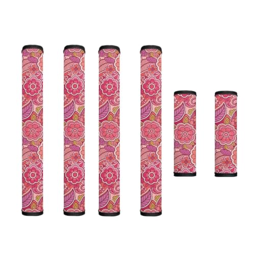Image of Refrigerator Door Handle Covers Set of 6 Kitchen Electrical Appliance Decor Handles Keep Clean Anti-Slip Fridge Accessories Home Decor, Paisley Flower Pink