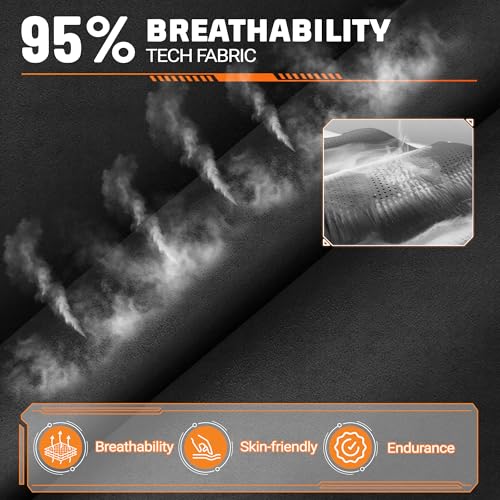 Homall Gaming Chair with Massage & Footrest, Ergonomic Computer Office Chair, High-Back Racing Style Reclining Chair with Adjustable Lumbar Support, Breathable Tech Fabric for Adults (Black) - Image 6