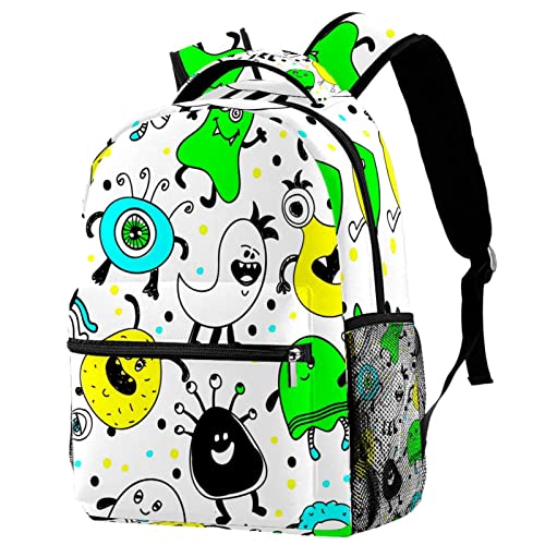 Sac à dos de voyage Monster White mixte avec poche gourde pour loisirs et école