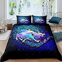 Western Magic Dragon Duvet Cover Set - Moon Star Boho Bedding With Gothic Dragon Design For Kids' Rooms