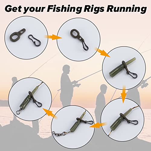 40pcs Carp Fishing Running Rig Carp Fishing Accessories Kit with Weight Clips Angled Rig Rubber Multi Clip Rolling Swivels Run Rings Quick Change Fast Link Carp Fishing Terminal Tackle Accessories - Image 4