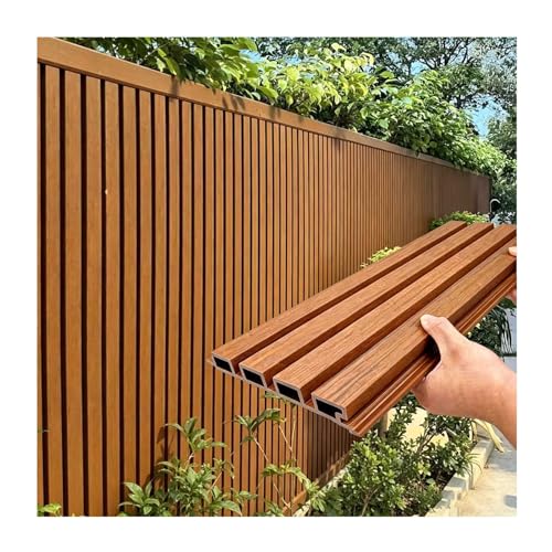 LVLDAWA WPC Fluted Wall Panels 20cm, Outdoor Privacy Fencing Tool-Free DIY Interlocking Composite Wood Cladding Waterproof(20X50CM)