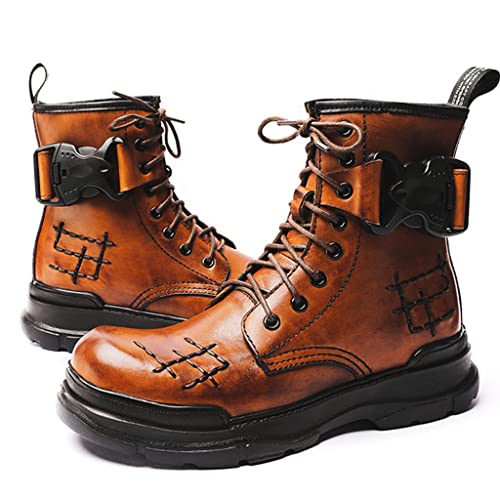 Bottines à plateforme en cuir véritable chaussures décontractées rock - 3