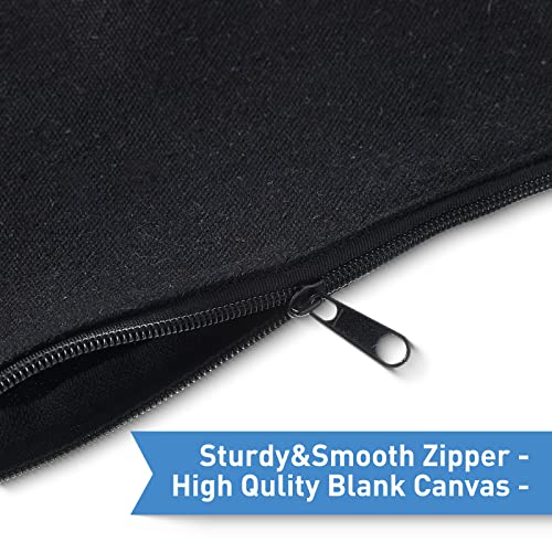 Image of Reginary 80 Pack Canvas Zipper Makeup Bags Bulk Pencil Pouches Blank DIY Craft Canvas Cosmetic Bag Pouch with Zipper for Makeup Cosmetic Toiletry Stationary Storage(All Black)
