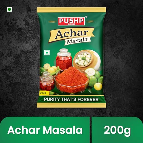 Image of Pushp Brand Achar Masala | 200 G | Premium Blend of Traditional Spices | Ready-to-Use Pickle Mix | Authentic Homemade Pickle Masala | No Added Preservatives