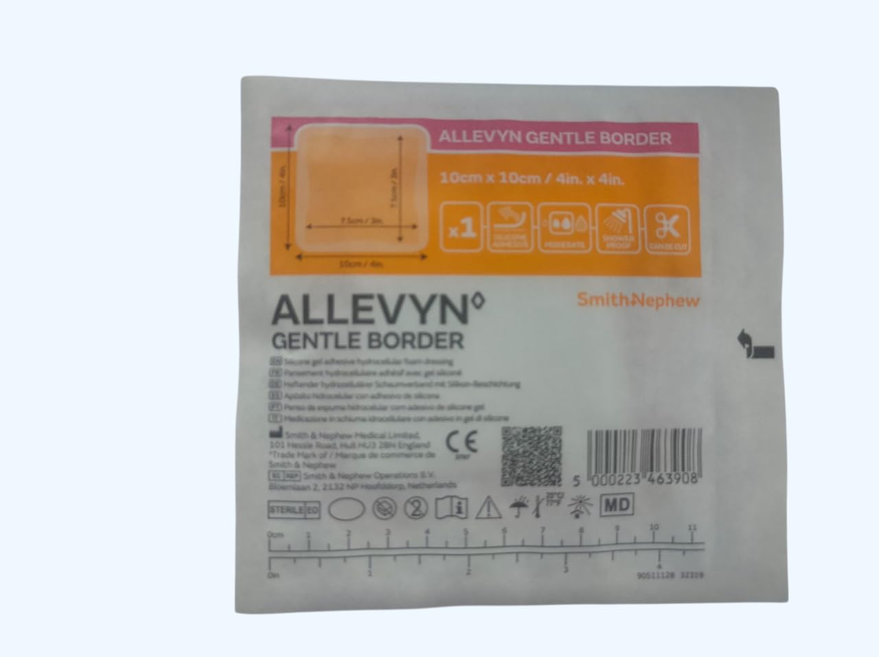 JOMED Allevyn Gentle Border Foam Dressing, Size : 10cmx10cm / 4in.x4in. (03pcs)