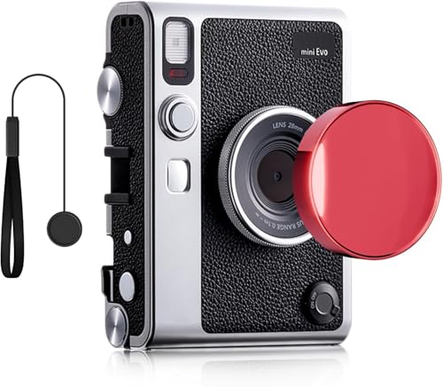 Tapa de lente Rieibi para Fujifilm Instax Mini Evo, accesorios Fuji Instax - Cuerda anti-pérdida, cubierta de lente Mini Evo de material PC con interior acolchado - Rojo miniatura 1