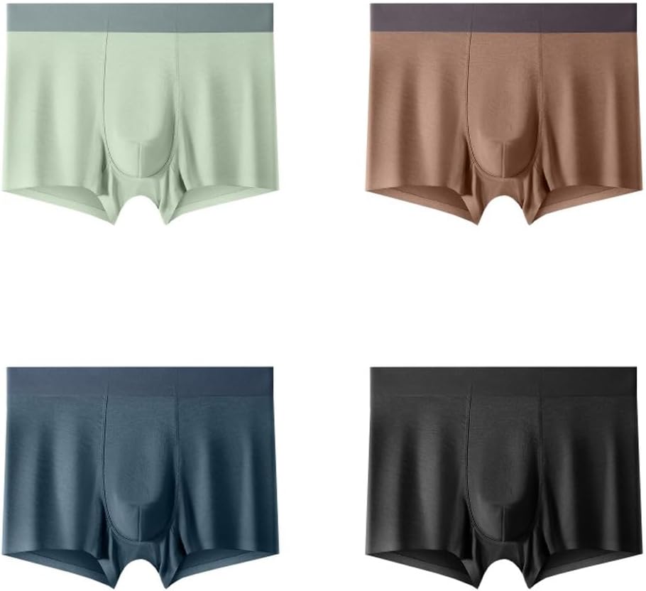 Men's Underwear with Seamless Contrasting Color Waistband and Four Corner Crotch Solid Color for Men(2XL)