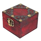 UKCOCO Caja Pequeña de Madera Retro para Joyas Caja Práctica Mini con Cierre Fuerte para Almacenamiento de Anillos Pendientes y Pequeños Objetos Decorativos